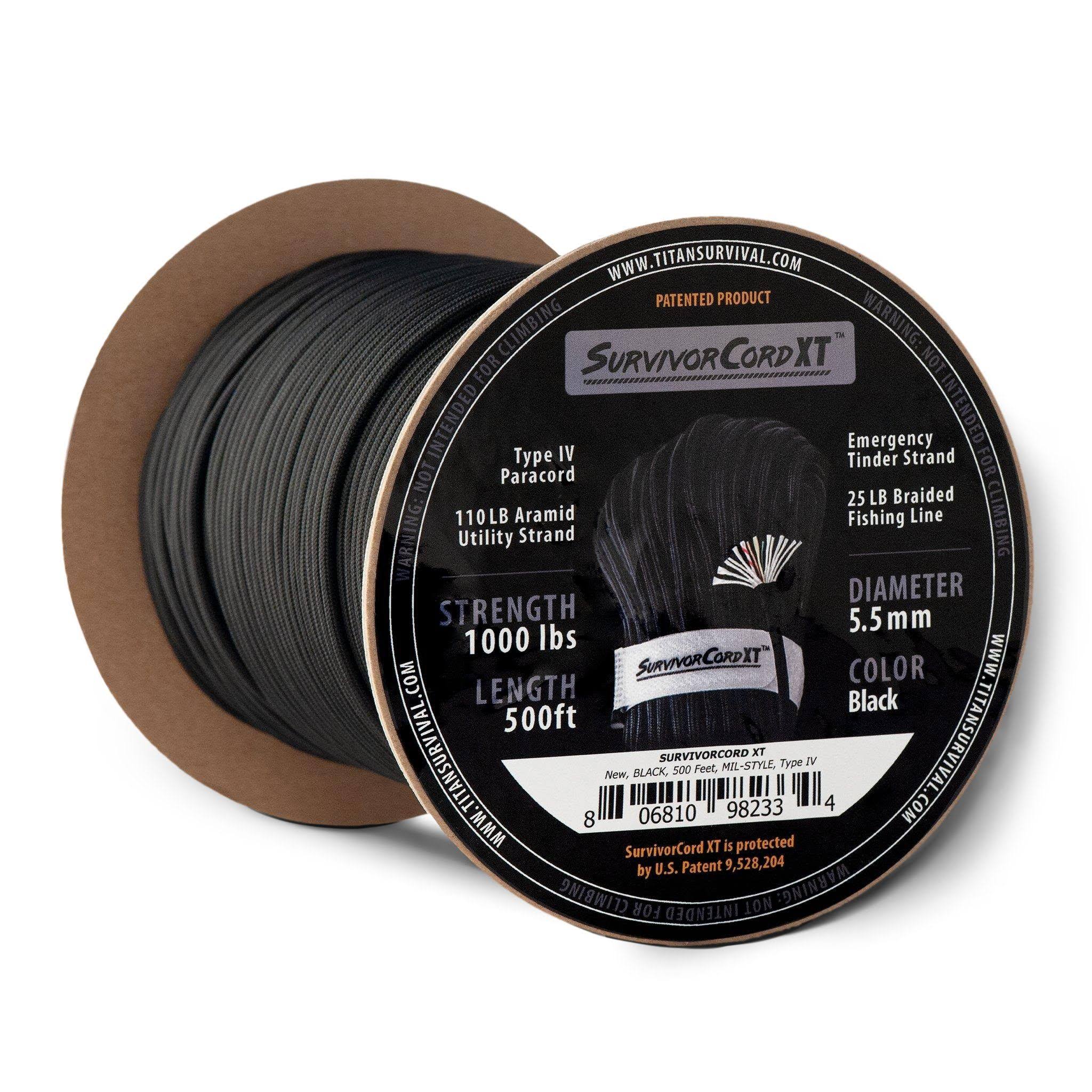SurvivorCord XT Spool | Black, 500 Foot