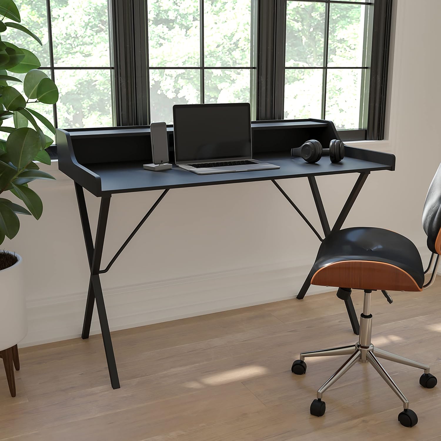 Flash Furniture Black Computer Desk with Top Shelf