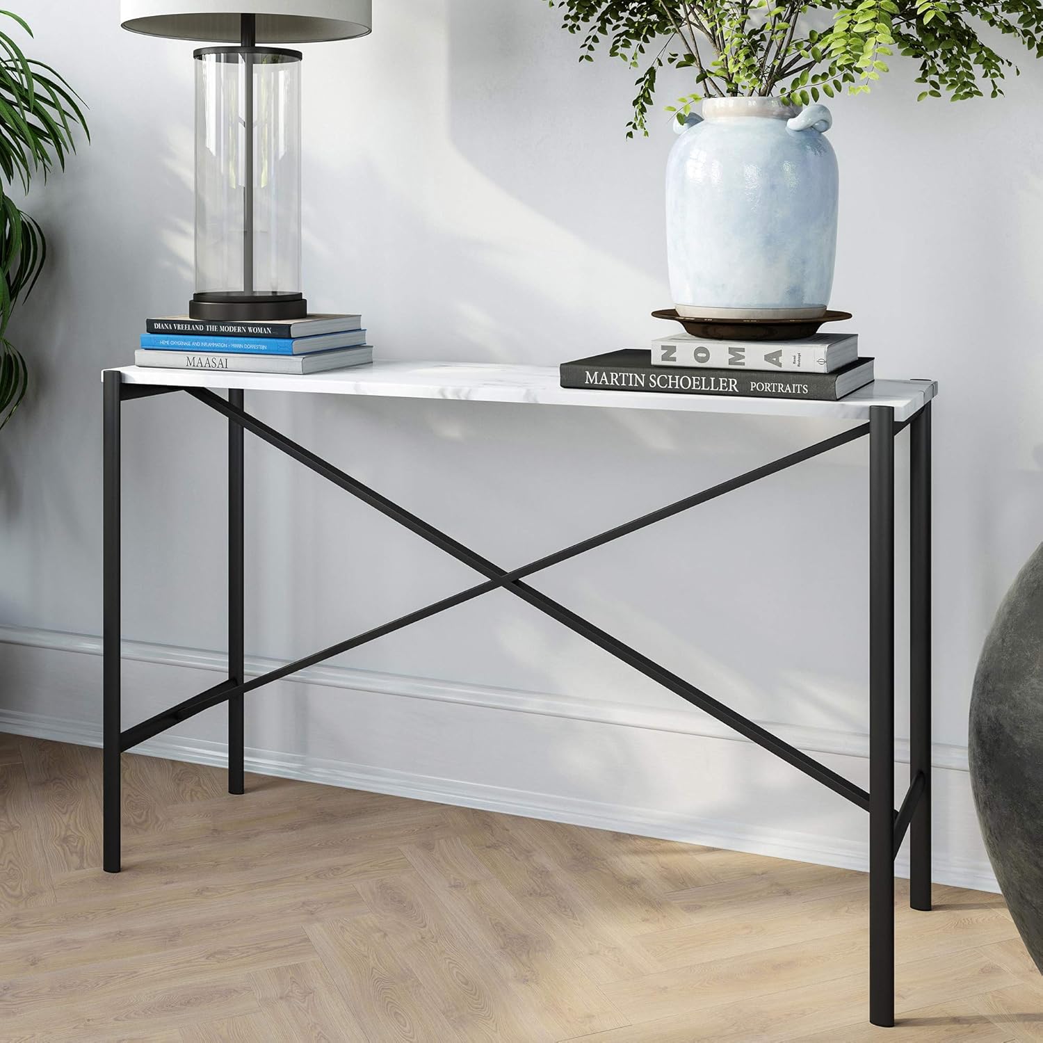 Henn&Hart Black and Marble console table