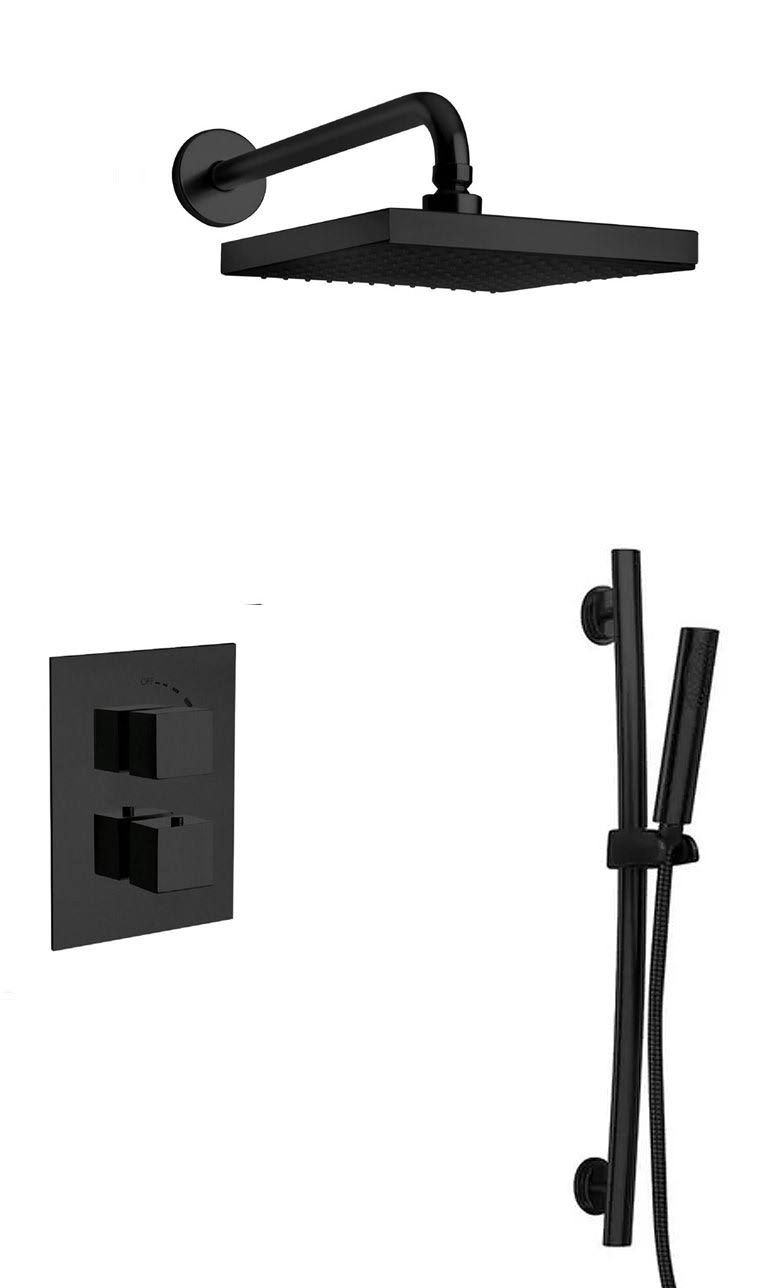 LaToscana QUADRO-OPT-2-YO Quadro Thermostatic Shower Set in Matt Black