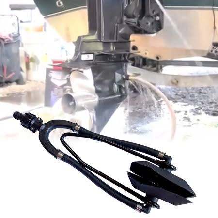 Hevirgo Motor Flusher, Motor Flusher Rectangular Dual Water Feed Nylon Ear Muffs Outboard Engine Flusher for Boat, Black, Adult