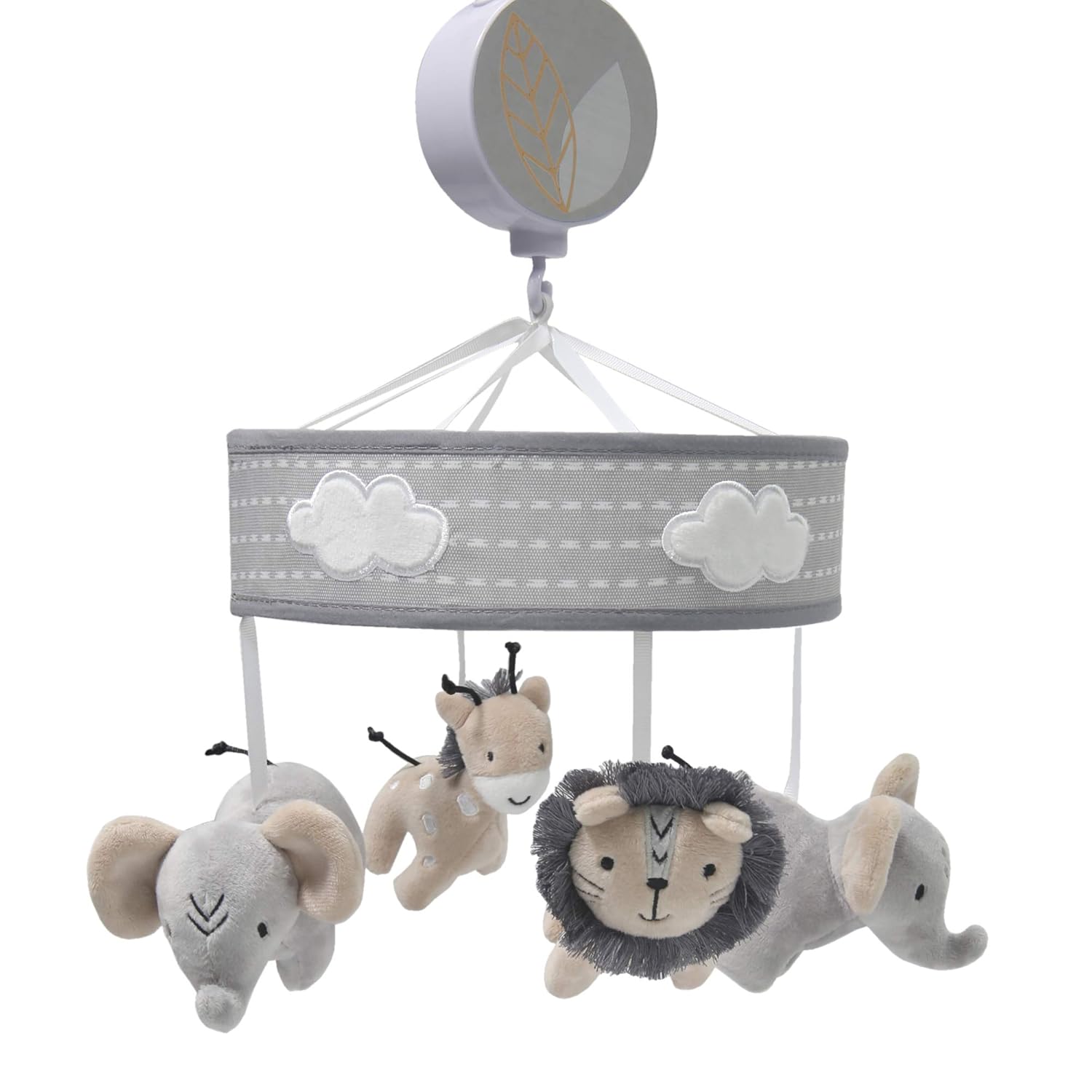 Lambs & Ivy Jungle Safari Musical Baby Crib Mobile - Gray, Beige, White, Animals Pack of 2