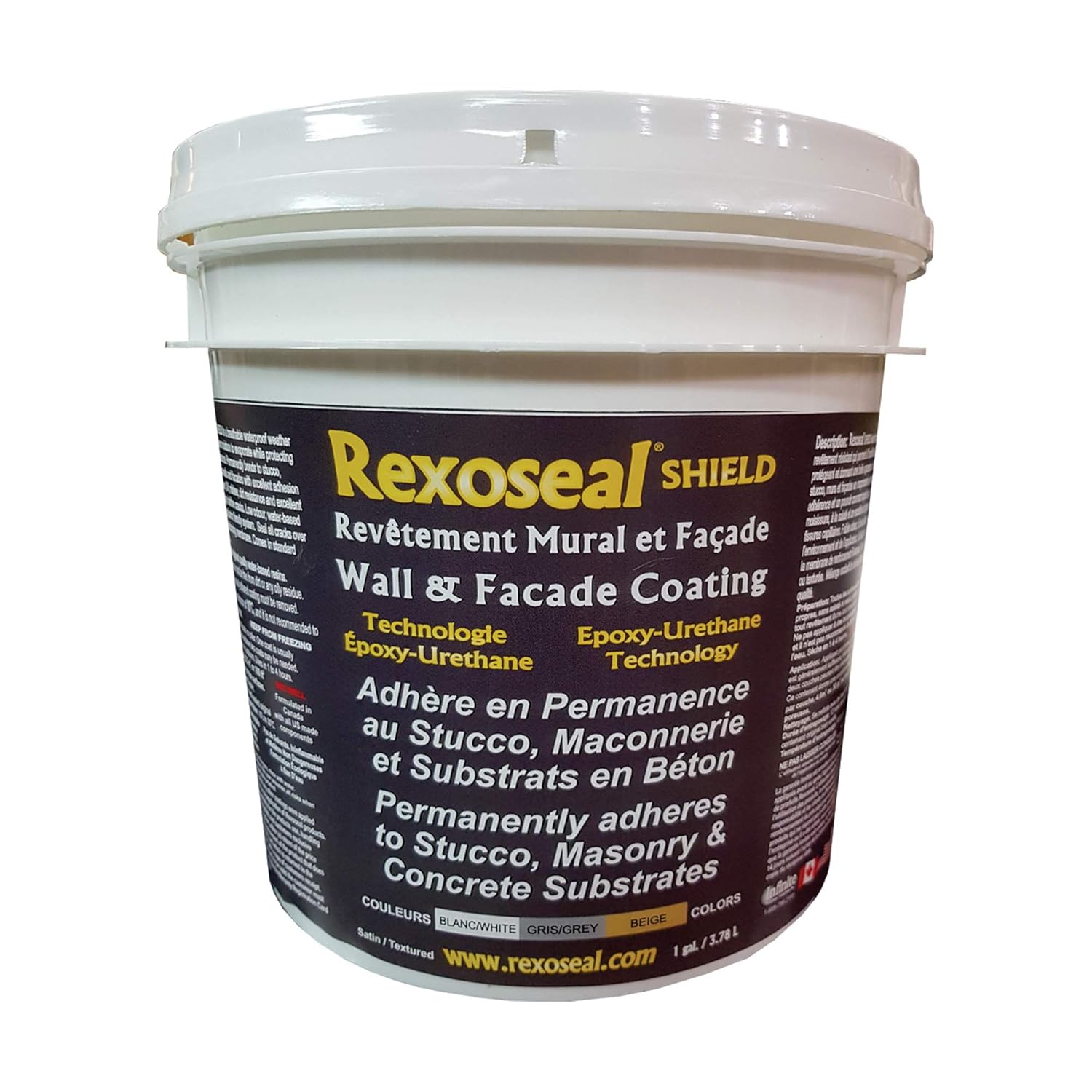Rexoseal Shield Wall & Facade Coating - Color Waterproof Sealant - Easy to Apply - Water Based Liquid Rubber - White, 1 Gallon
