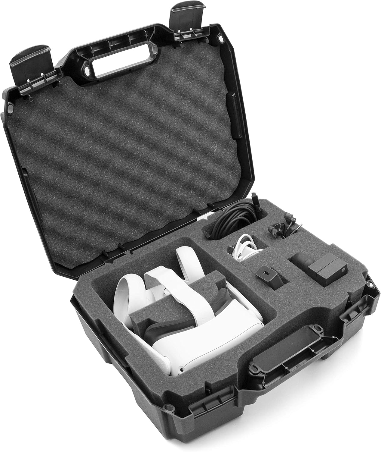 CASEMATIX Hard Shell Travel Case Compatible with Oculus Quest and Oculus Quest 2 VR Headset - Fits 256GB, 128GB and 64GB Models with Custom Compartments for Accessories Like Controllers and Cables Pack of 2