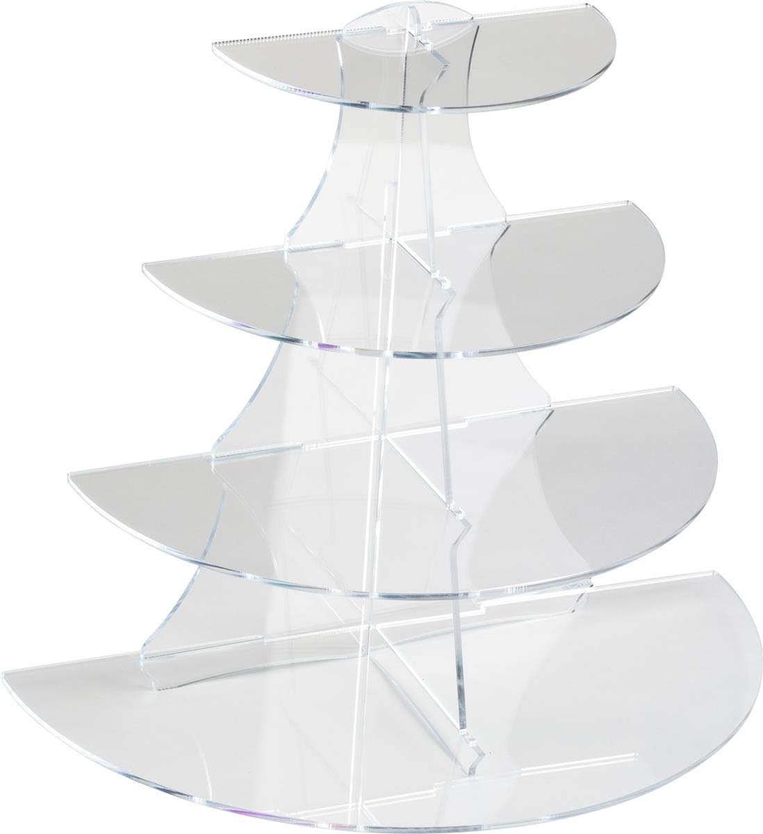 Tiered Display Riser, 4 Shelf, Half Circle, 16.8 inch Tall, .25 inch Thick Acrylic (Clear) (4TIERHC)