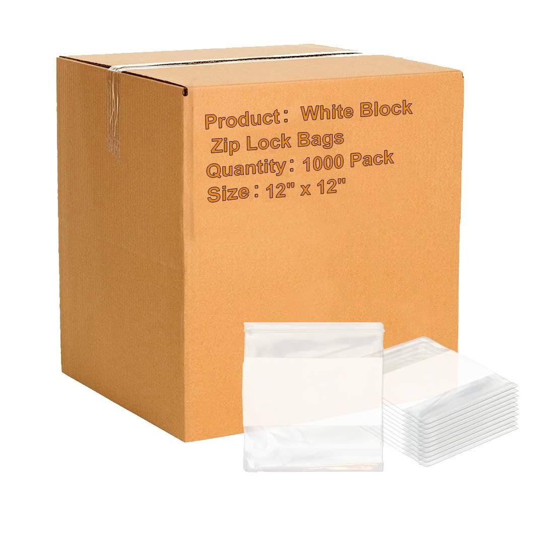 1000 Pack White Poly Zip Lock Bags 12x22 x 12x22