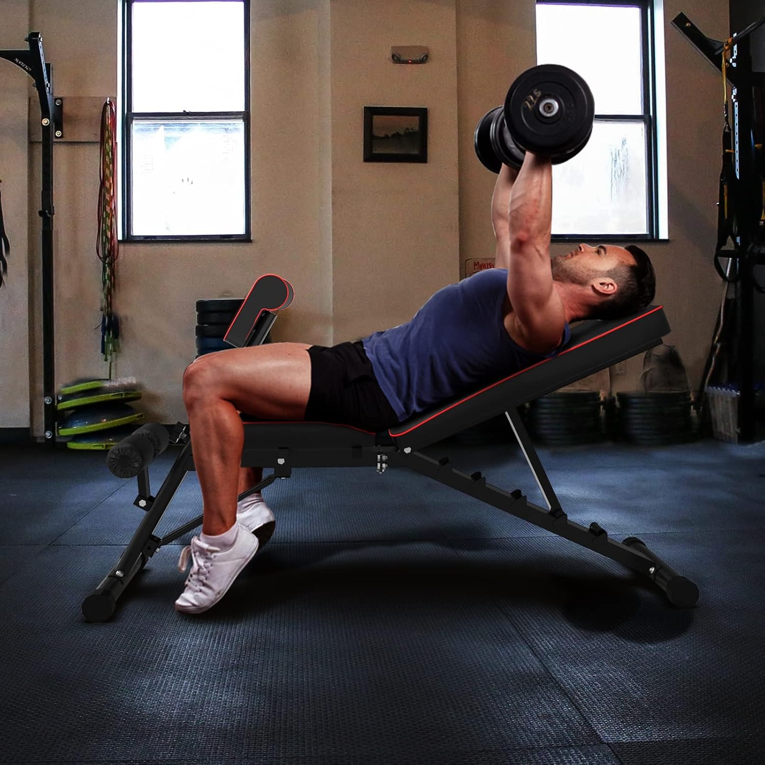 GIKPAL Adjustable Weight Bench, Full Body Workout Bench for Home Gym, Multi-Functional Strength Training Benches with Preacher Pad & Resistance Bands, 660 lbs Capacity - 2022 New Version