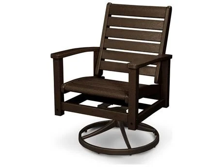 POLYWOOD 1930-12sa Signature Swivel Rocker Chair in Textured Black / Sand