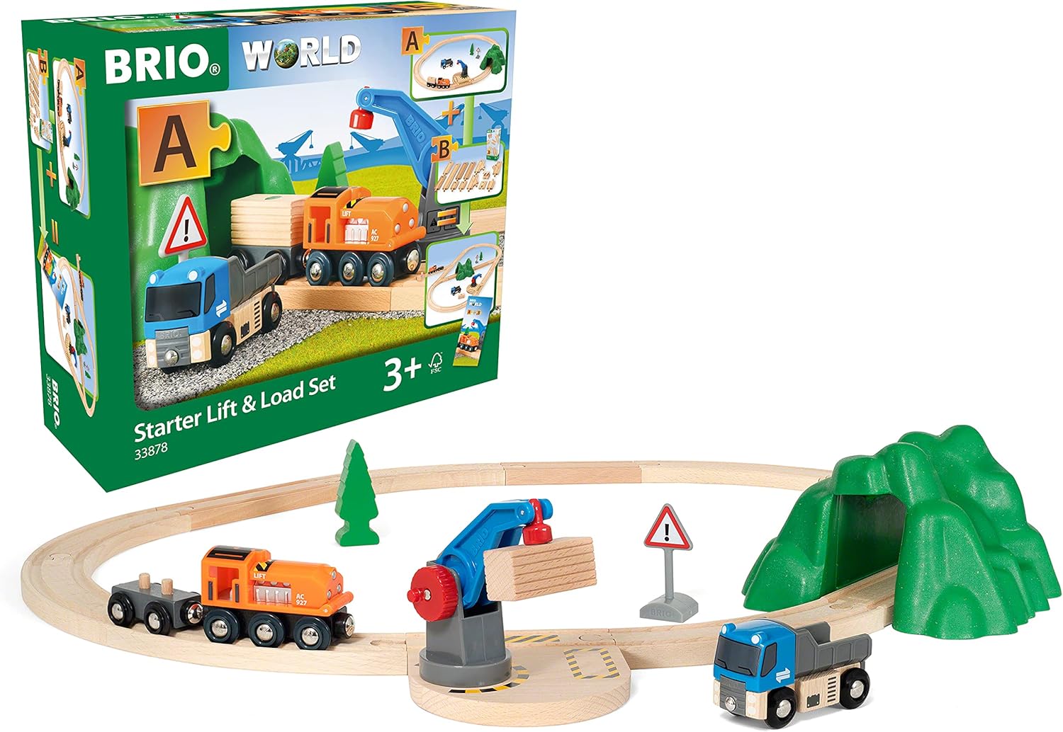 Brio Starter Lift&Load Set Wooden Toy Train, Multi Pack of 2