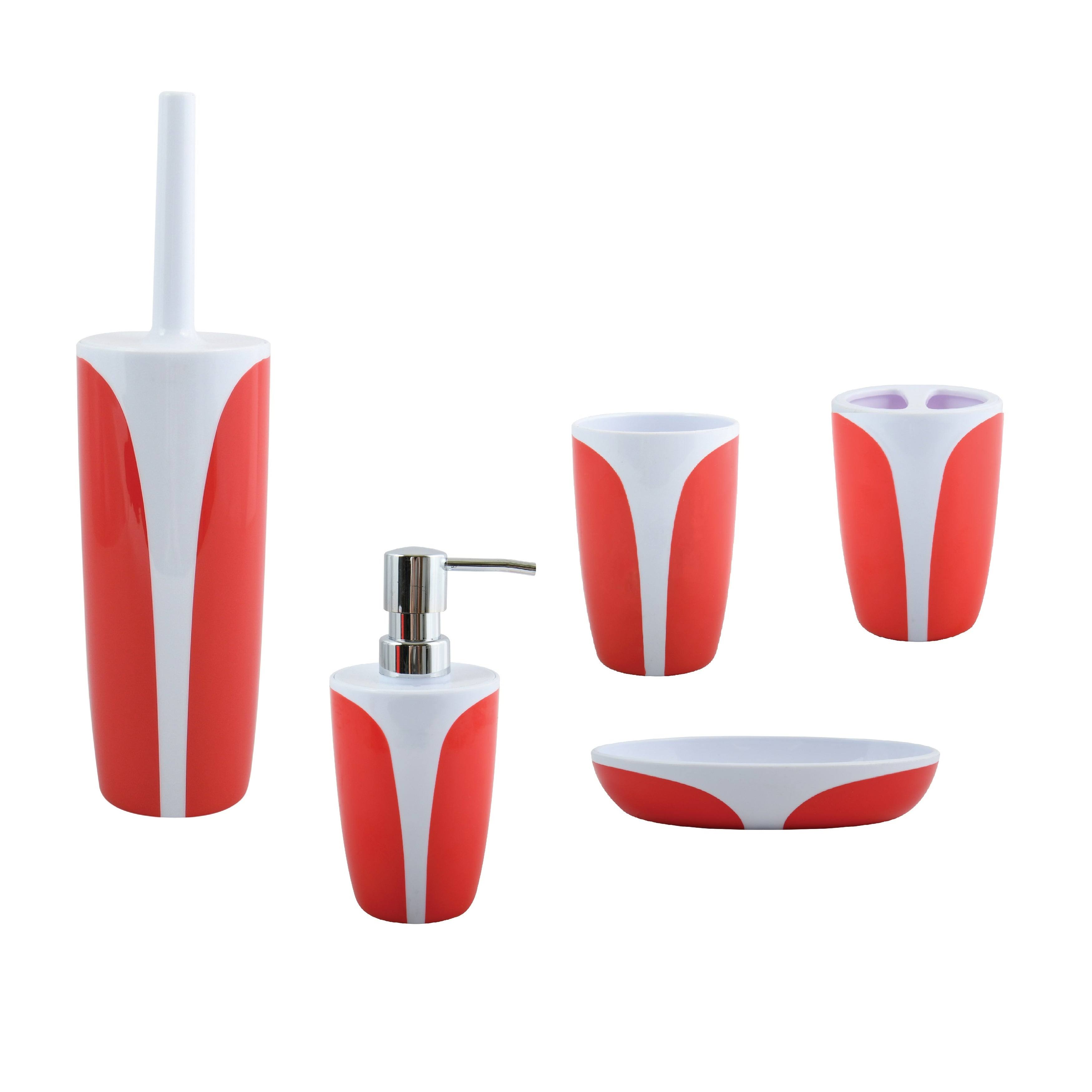 5-Piece Bathroom Accessories Set MSV-France Kandy Red Polystyrene