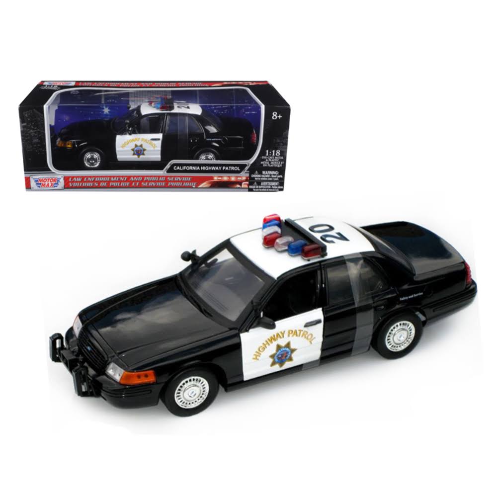 Ford Crown Victoria California Highway Patrol Car CHP Black/White 1/18 Diecast Model Car by Motormax