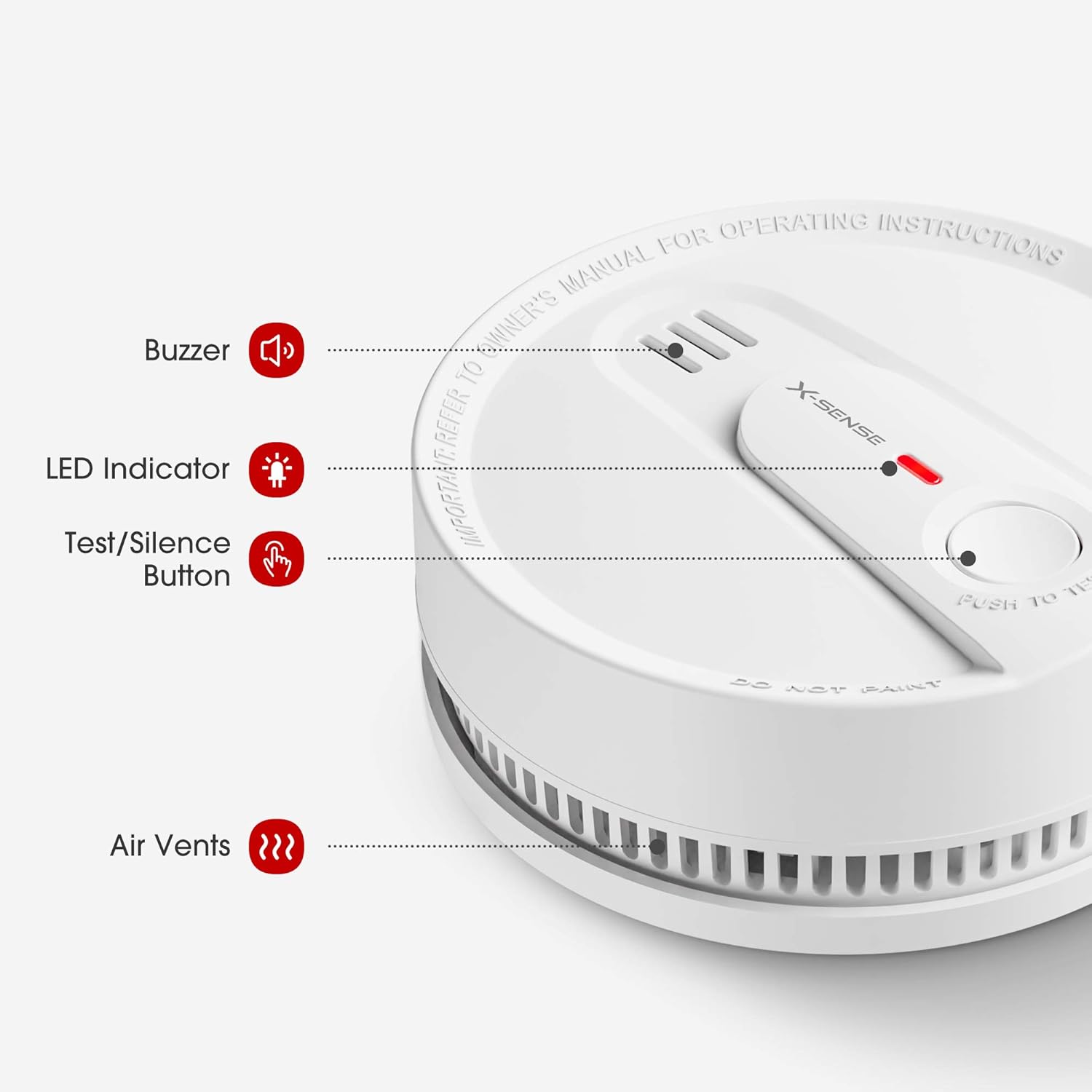 X-Sense Smoke Detector Alarm, 10-Year Lithium Battery Life Fire Alarm with LED Indicator, SD2L0AX, Pack of 5 Pack of 2