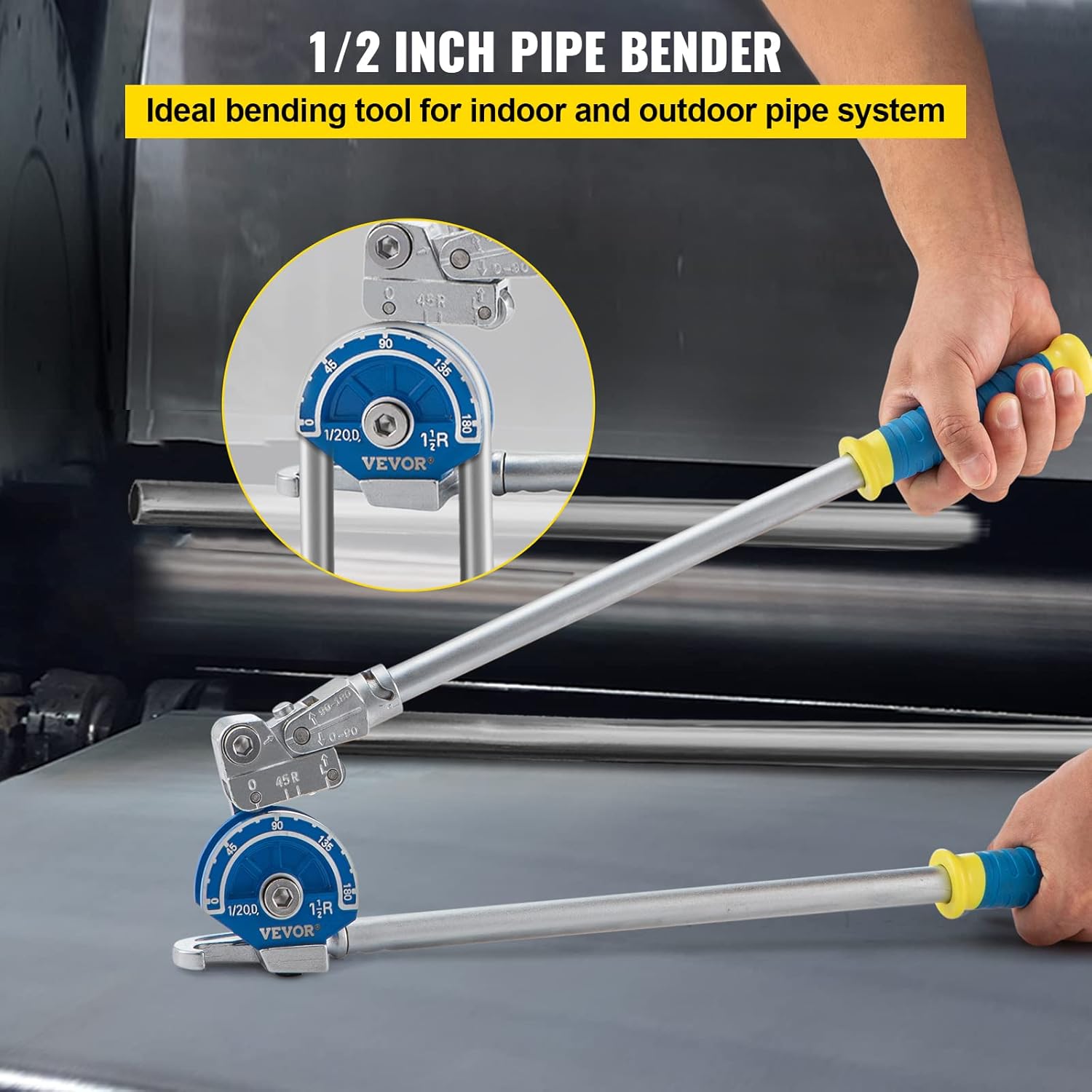 VEVOR Tube Bender, 1/2 inch Pipe Bending Capacity 180 Degrees Manual Bending, for Aluminum and Stainless Steel Pipes in HVAC, Heating Pipe System
