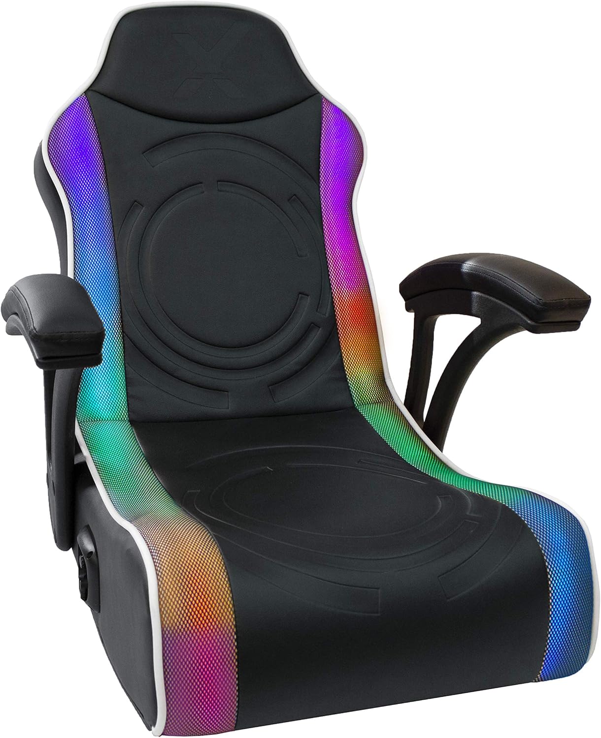 X Rocker Emerald RGB 2.0 Wired X2 Floor Rocker Gaming Chair with LED Lights, 30.3