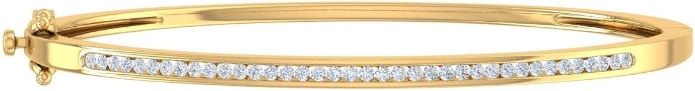 1/2 Carat Diamond Bangle Bracelet in 14K Gold (I1-I2 Clarity) (7 Inch)