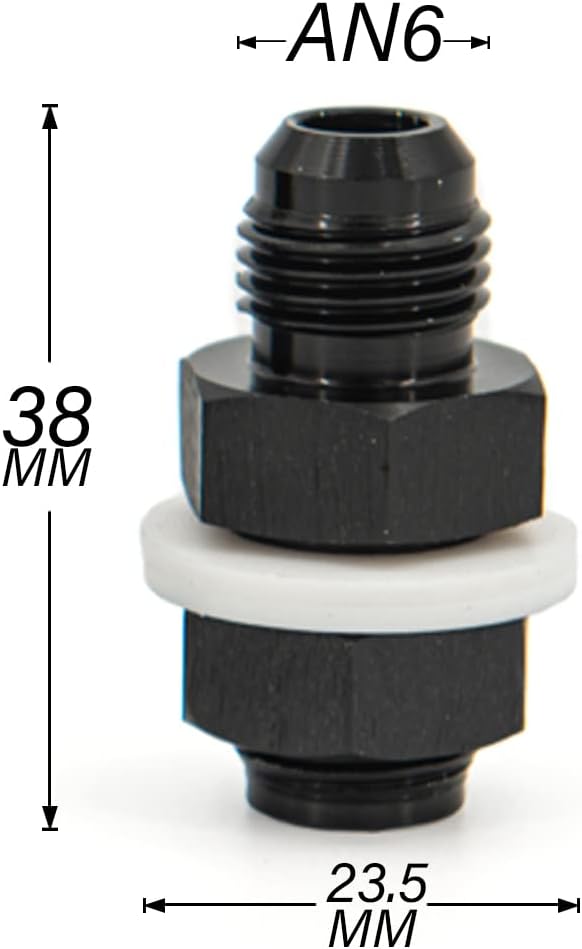 CNRAQR 6AN To 6AN Male Flare Straight Fuel Cell Bulkhead Fittings Aluminum Black