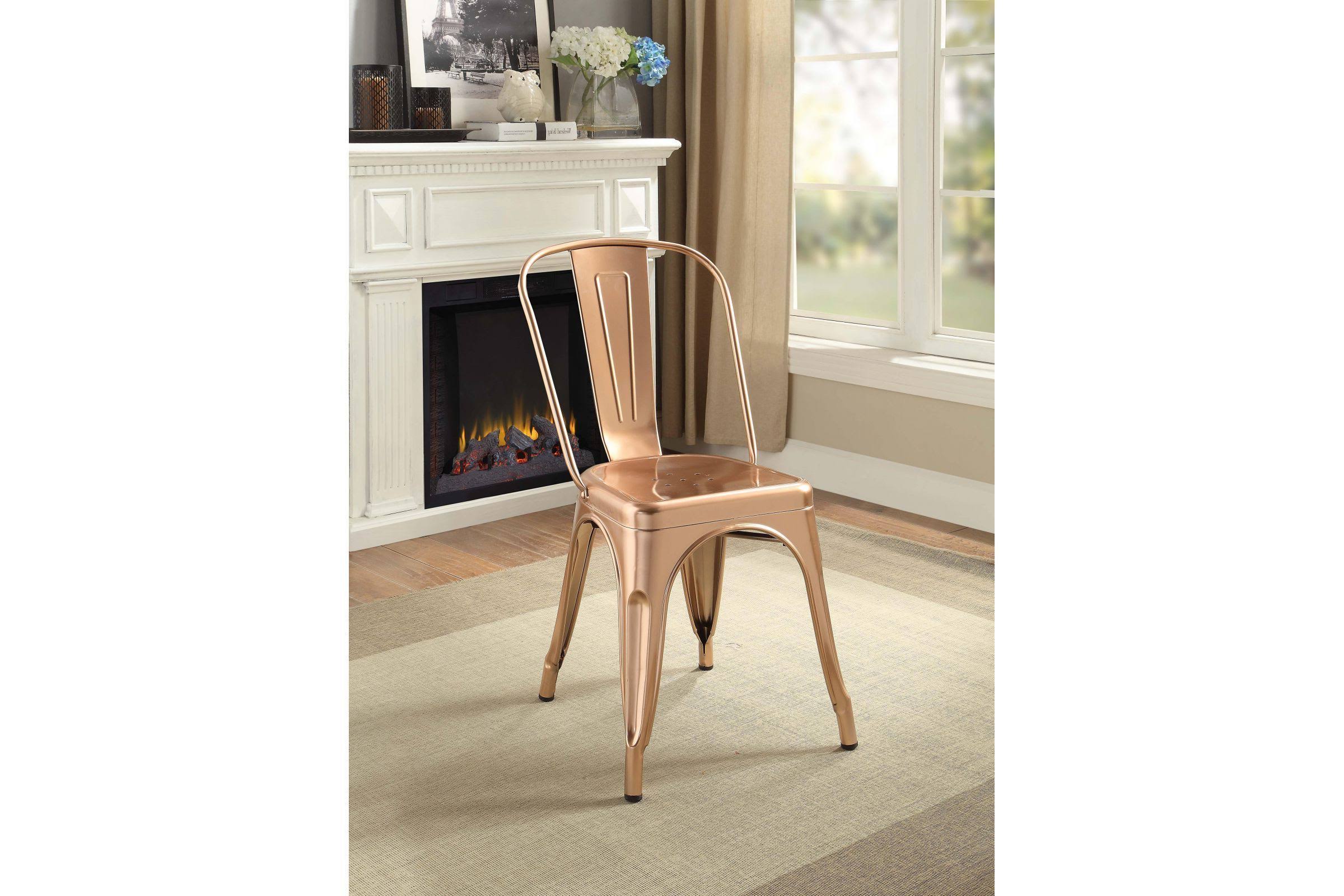 Acme Jakia Side Chair Glossy Rose Gold - Set of 2