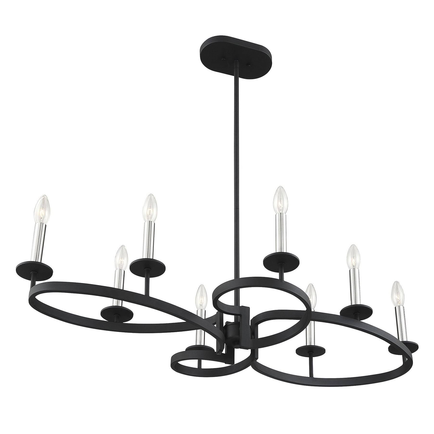 Savoy House Monteray 8 Light Linear Chandelier in Black-Satin Nickel - 1-2272-8-145