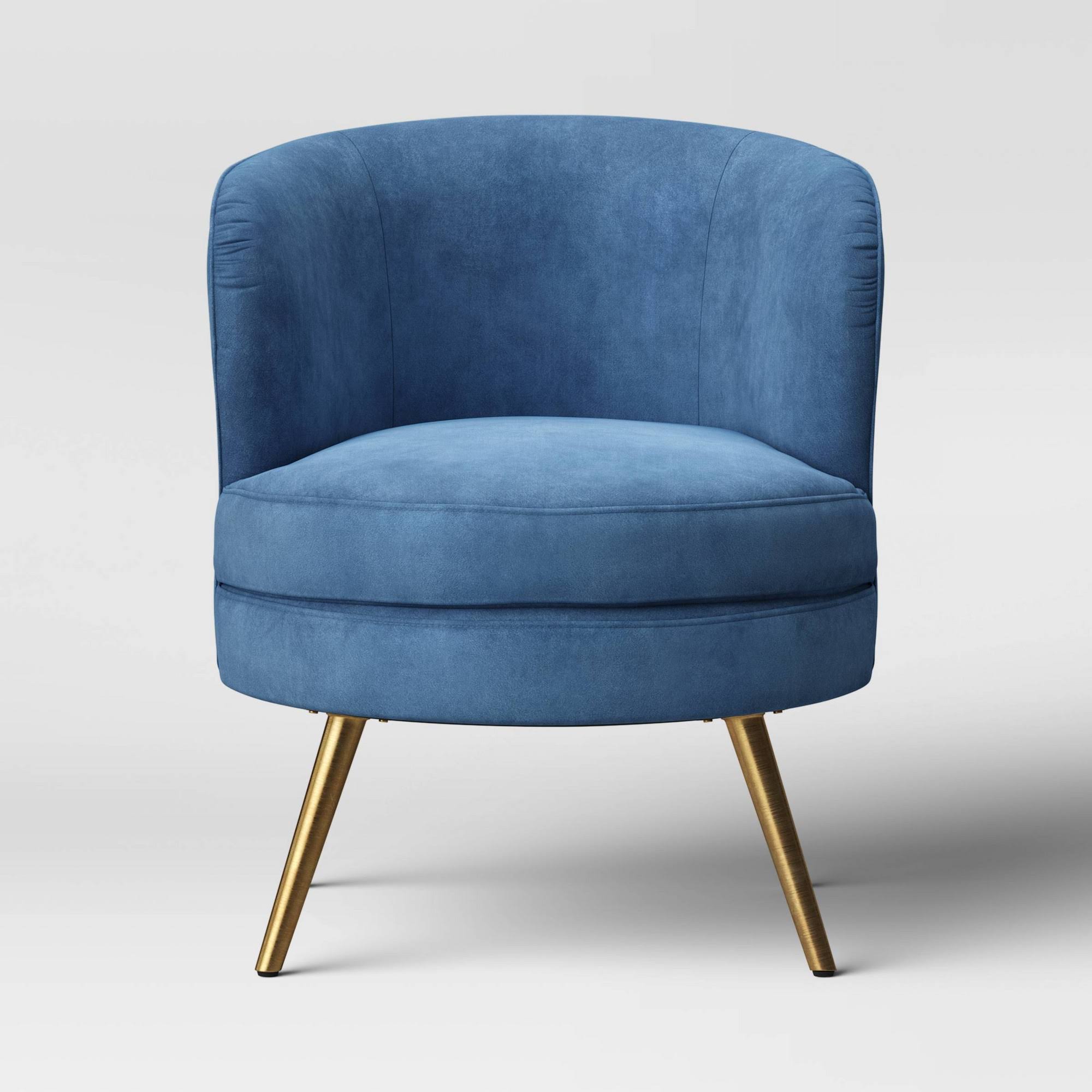 Beadle Accent Chair with Brass Leg Velvet Blue - Project 62