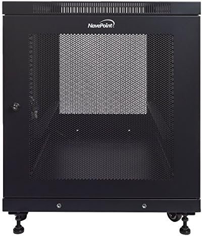 NavePoint 12U Rack Enclosure Server Cabinet, Mid Depth 33 Inch Deep, Perforated Door Lock and Casters Black