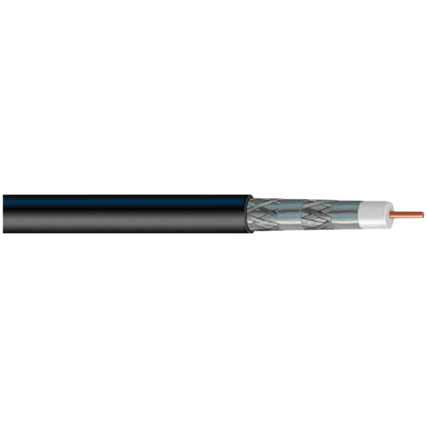 Vextra V621qb Quad-Shield RG6 Solid Copper Coaxial Cable, 1,000ft (Black)