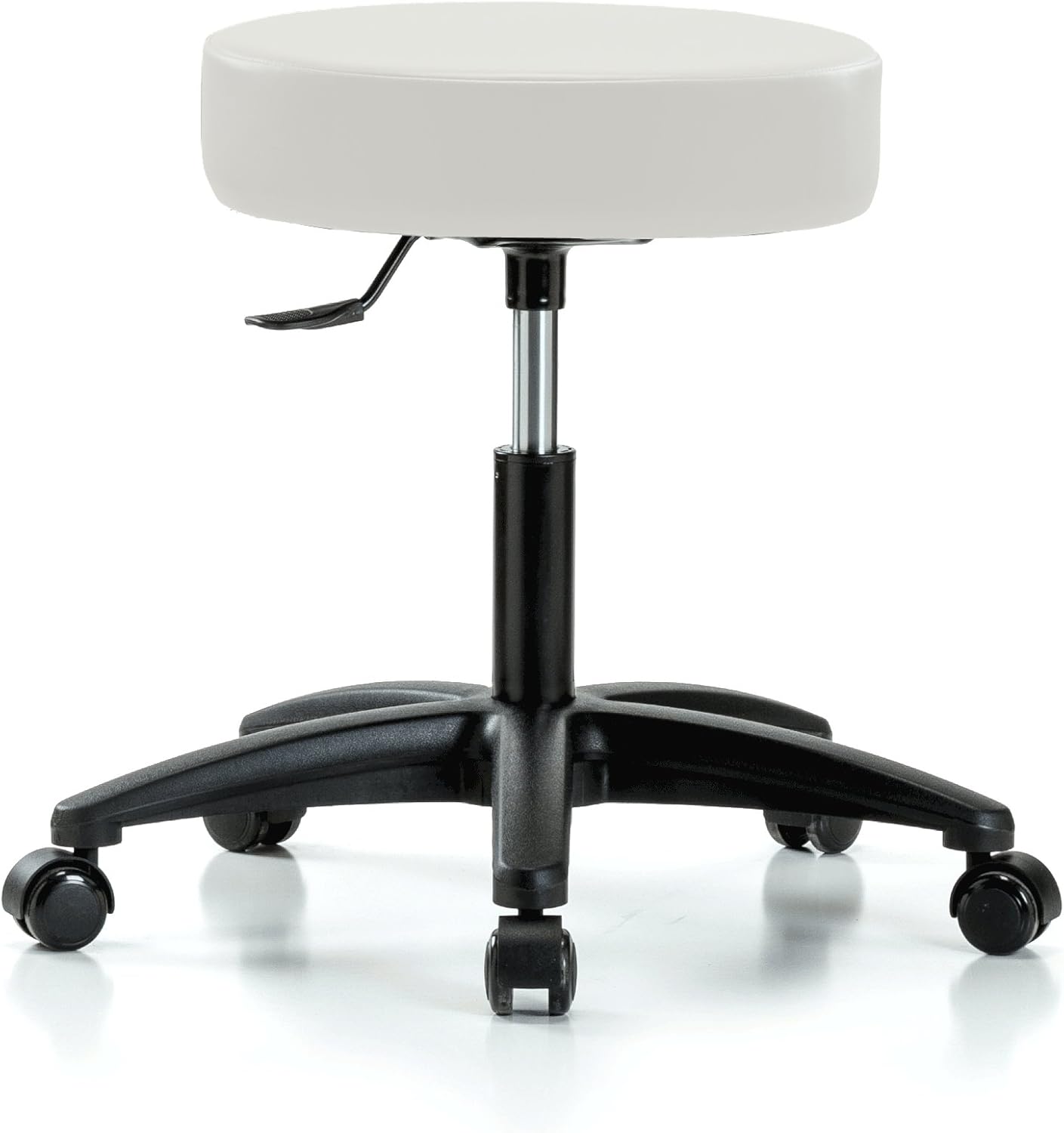Perch Rolling Single Lever Height Adjustable Swivel Stool for Carpet or Linoleum, Desk Height, Black Vinyl