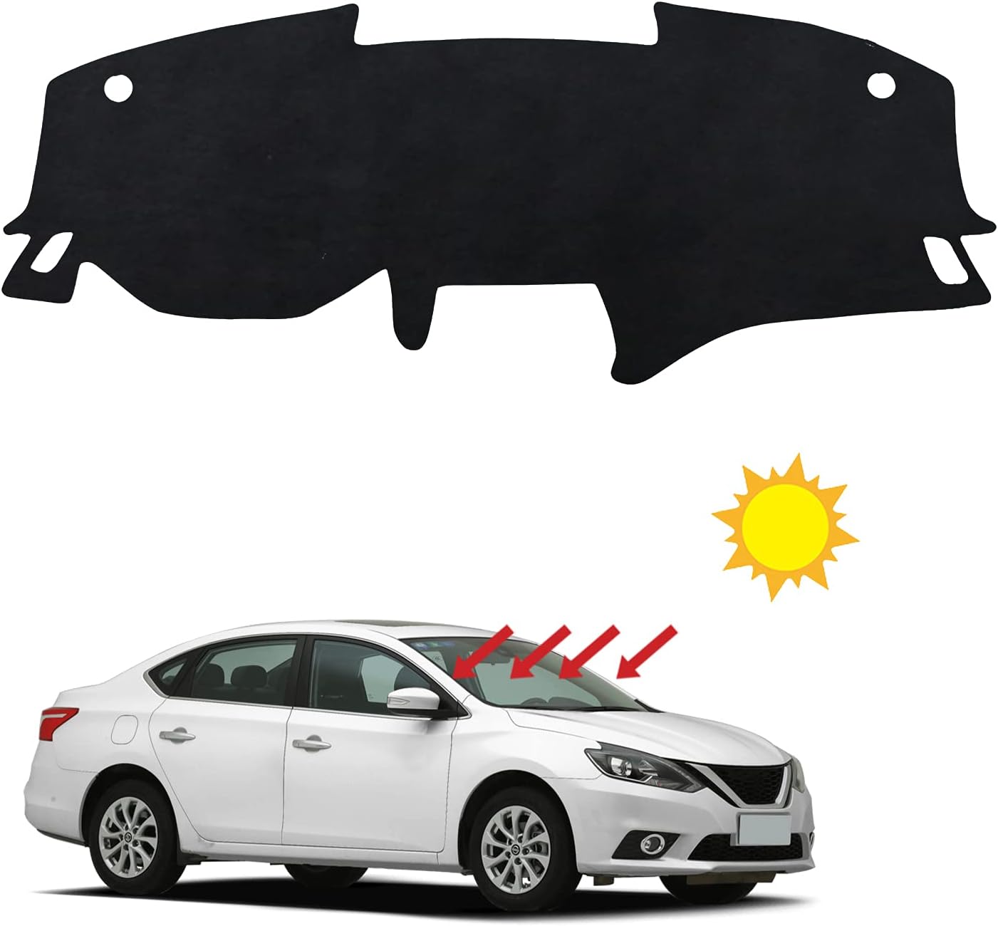 nuoozy Compatible with Flannel Dashboard Cover Center Console Cover Mat Protector Sunshield Cover for Nissan Sentra Sylphy 2019 2020 Black