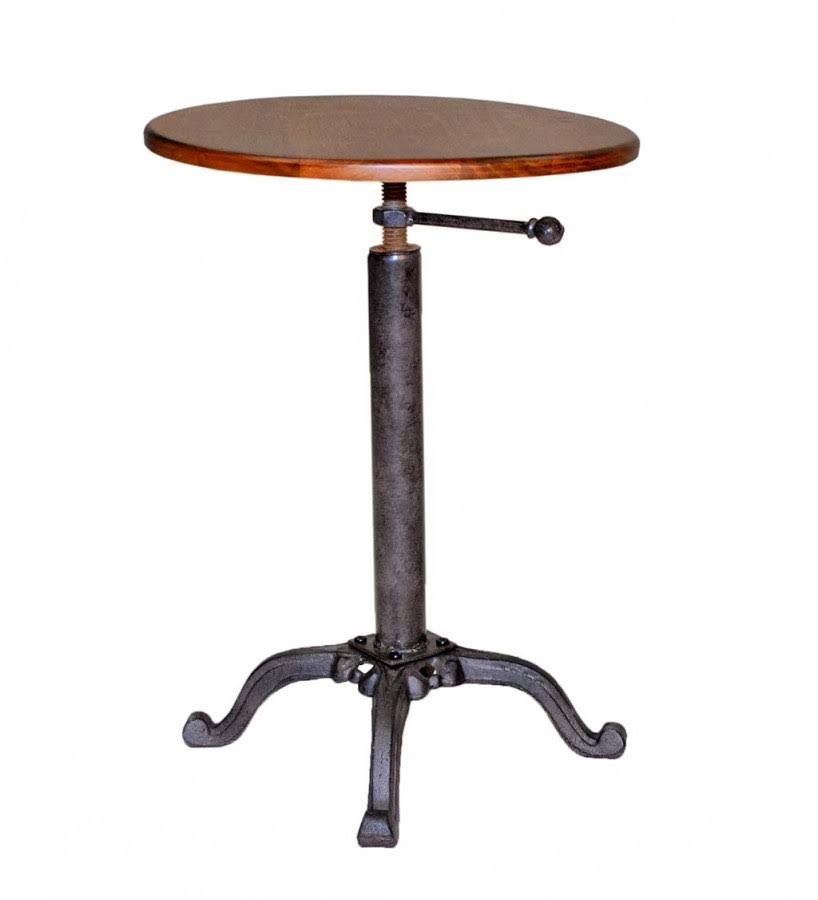 Plow u0026 Hearth Adjustable Height Mango Wood and Metal Accent Table - Chestnut