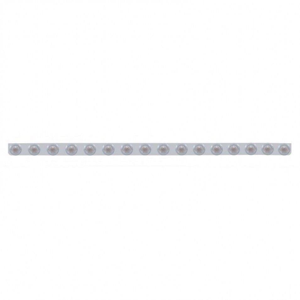 United Pacific 62851 79 1/2x22 Stainless Bumper Light Bracket w/ Sixteen 9 LED 2x22 Beehive Lights u0026 Bezels - Red LED/Clear