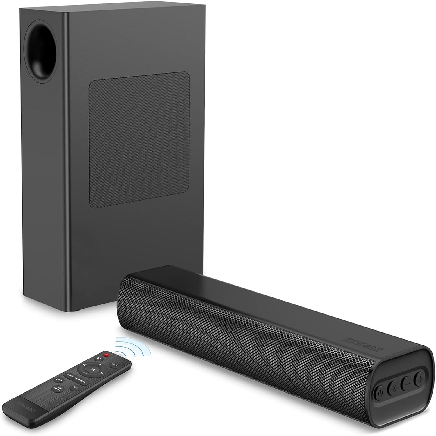 Sound Bars for TV, SAKOBS SoundBar with Wireless Subwoofer, 2.1-Channel 120W Speakers for TV and PC, Opt/AUX/Bluetooth Connection Pack of 2