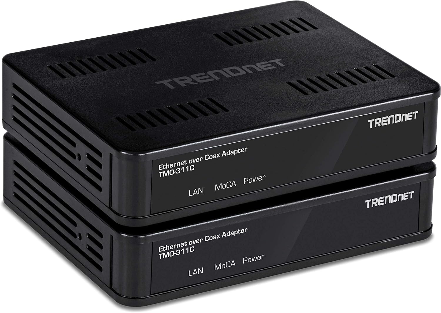 TRENDnet Ethernet Over Coax MoCa 2.5 Adapter (2-Pack), TMO-312C2K, Backward Compatible with MoCA 2.0/1.1/1.0, RJ-45 Gigabit LAN Port, Supports Net Throughput up to 1Gbps, Support up to 16 Nodes, Black