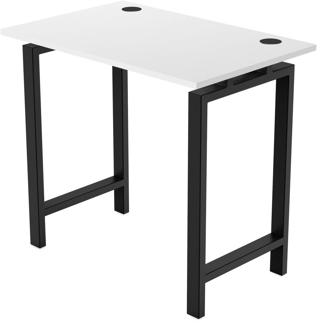 UPLIFT Desk - Whiteboard Desktop, Fixed Standing Height 4-Leg Side Table (Industrial Style) Grommets (Black) (72