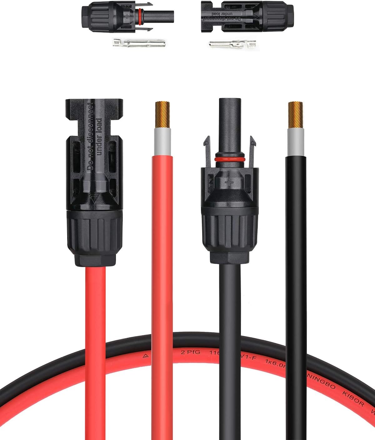 BougeRV 50 Feet 10AWG Solar Extension Cable with Female and Male Connector with Extra Free Pair of Connectors Solar Panel Adaptor Kit Tool (50FT Red + 50FT Black)