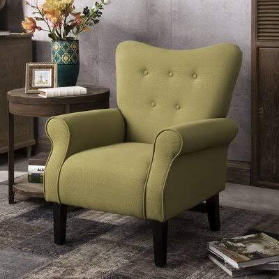 Christa 31.1x22 Wide Tufted Wingback Chair Lark Manor Fabric: Green Microfiber/Microsuede