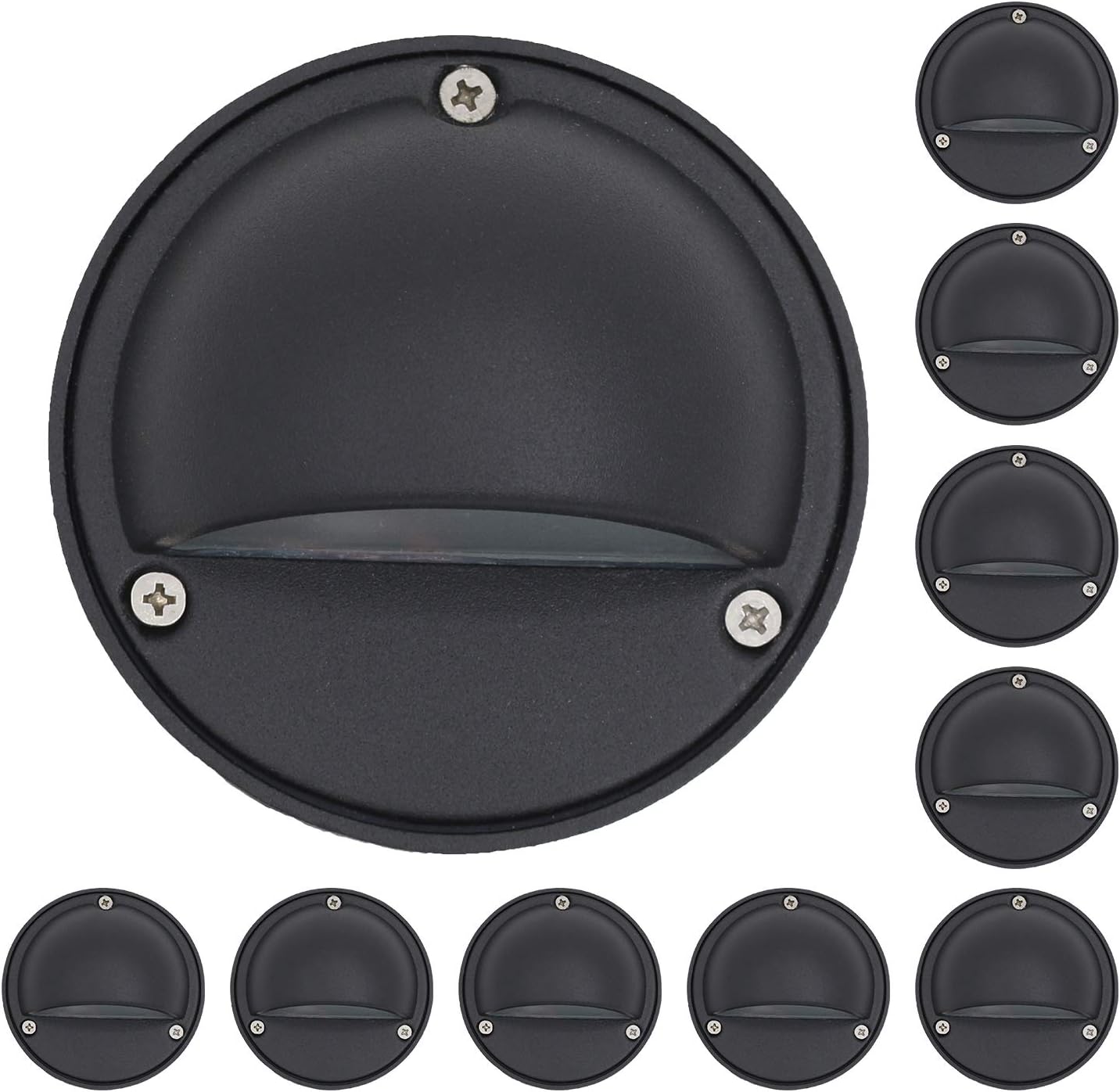 2W LED Deck Lights Landscape Lighting Landscape Lights Low Voltage Outdoor Deck Lighting Replaceable G4 LED Bulb 3000K Aluminum housing for Step, Pathway,Walkway,Deck,Yard Black, Pack of 10