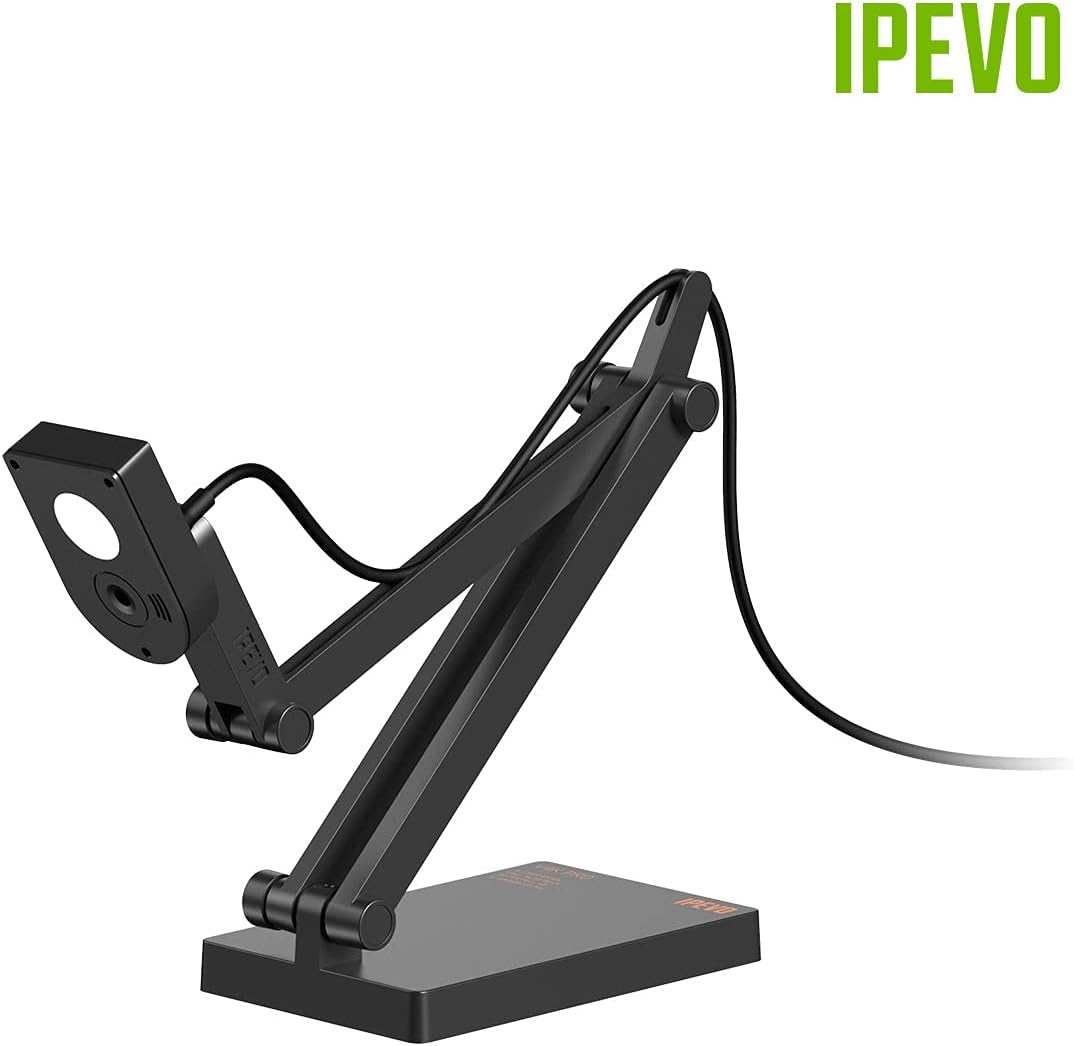 IPEVO V4K PRO Ultra HD USB Document Camera with AI-Enhanced Mic, for Classroom visualization, Online Teaching, Work from Home, Streaming, with Noise Cancellation for Clear Voice