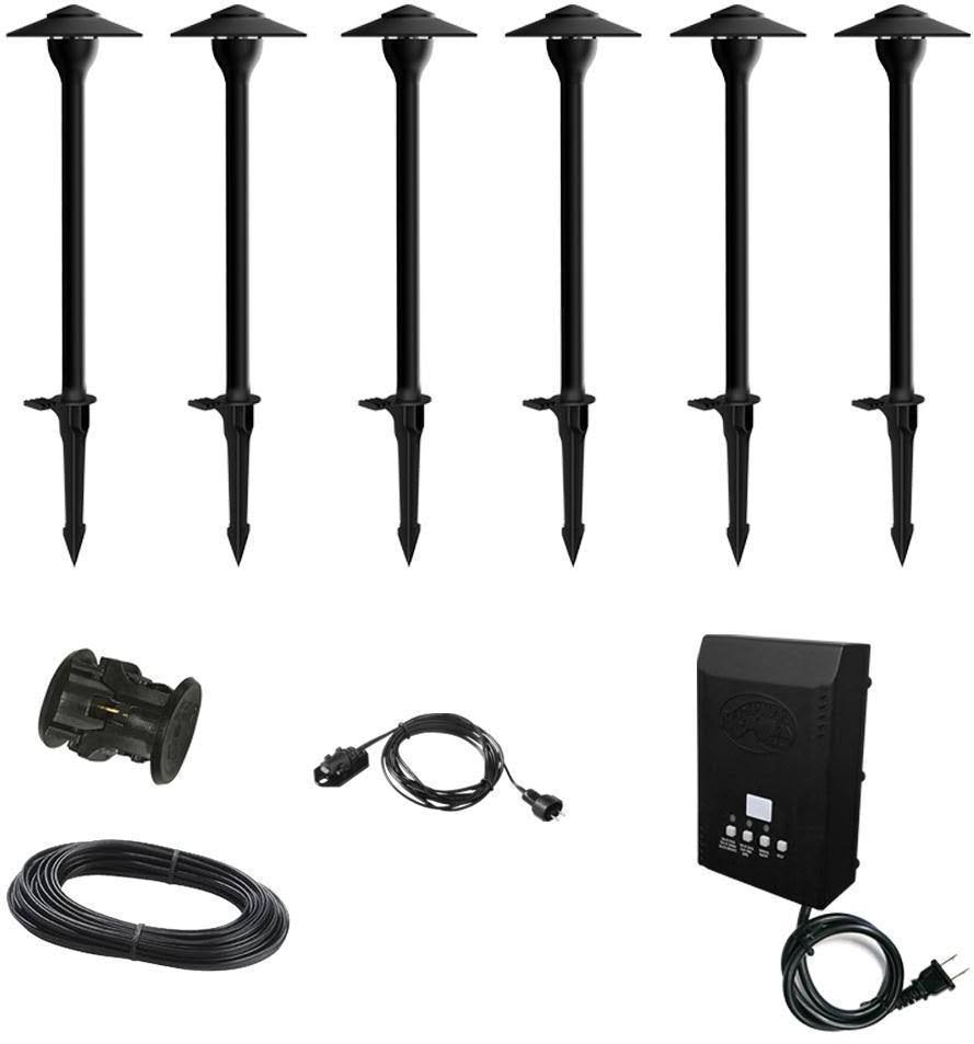 Hampton Bay Low-Voltage 30-Watt Integrated LED Outdoor Black Landscape Path Light Kit (6-Pack)