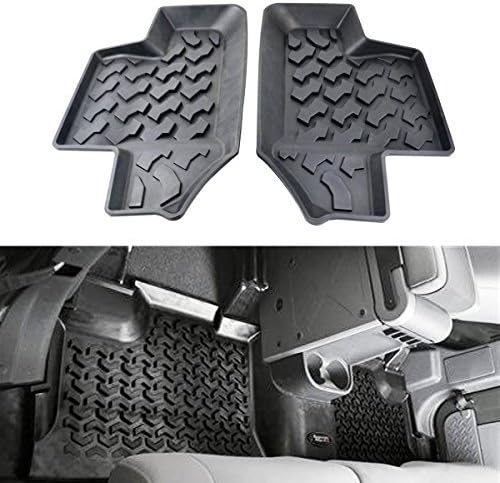 MOEBULB Rubber Rear Row Floor Mat Liner Carpets Pad Compatible with 2007-2017 Jeep Wrangler JK 2-Door (2pcs/Set, Black)