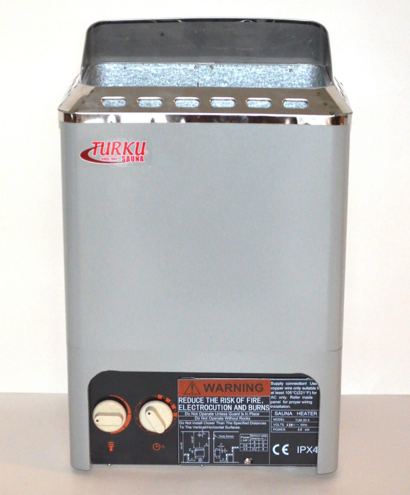 TUM20A- 2kW 110V 120V Compact Mini Type Wet u0026 Dry Turku Electric Sauna Spa Heater Stove with Built-in Controller for Traditi