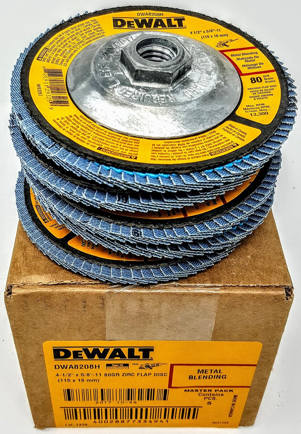 (Box of 5) Dewalt DWA8208H 4-1/2