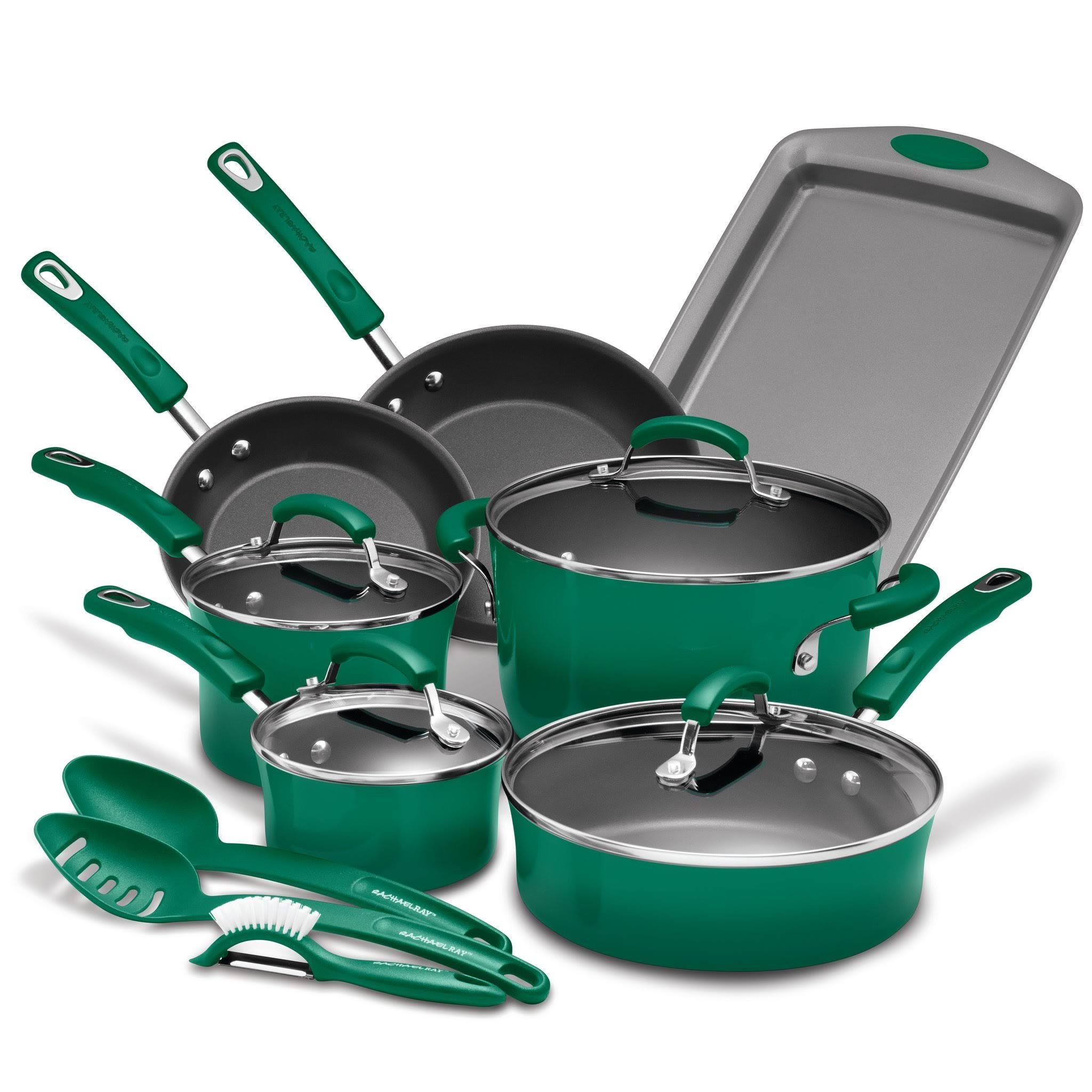 Rachael Ray 14-Piece Cookware Set, Green
