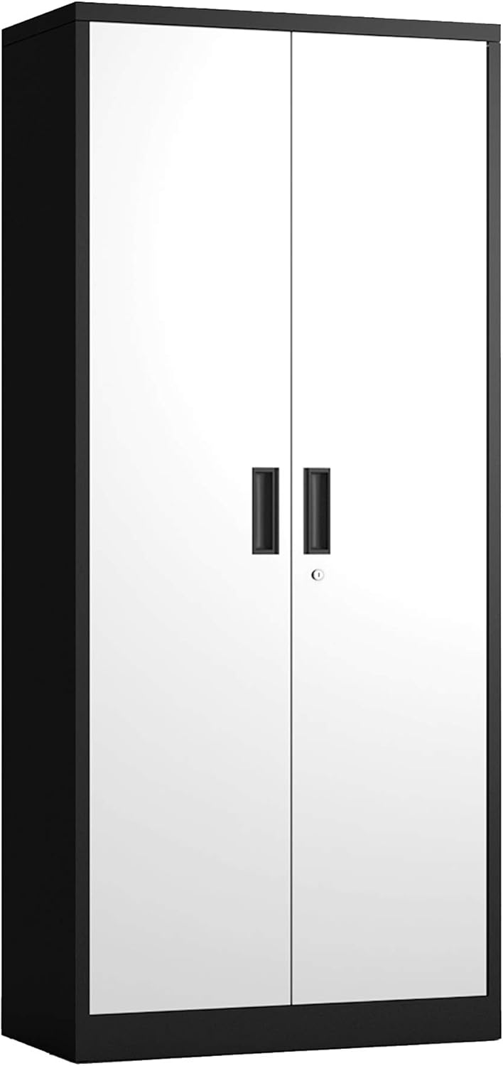 AOBABO 72 Inches Metal Storage Cabinet,Steel Large Locking Storage Cabinet for Home Office, Utility Black Tall Garage Storage Cabinets with 4 Adjustable Shelves, Assembly Required (Grey, 72'')