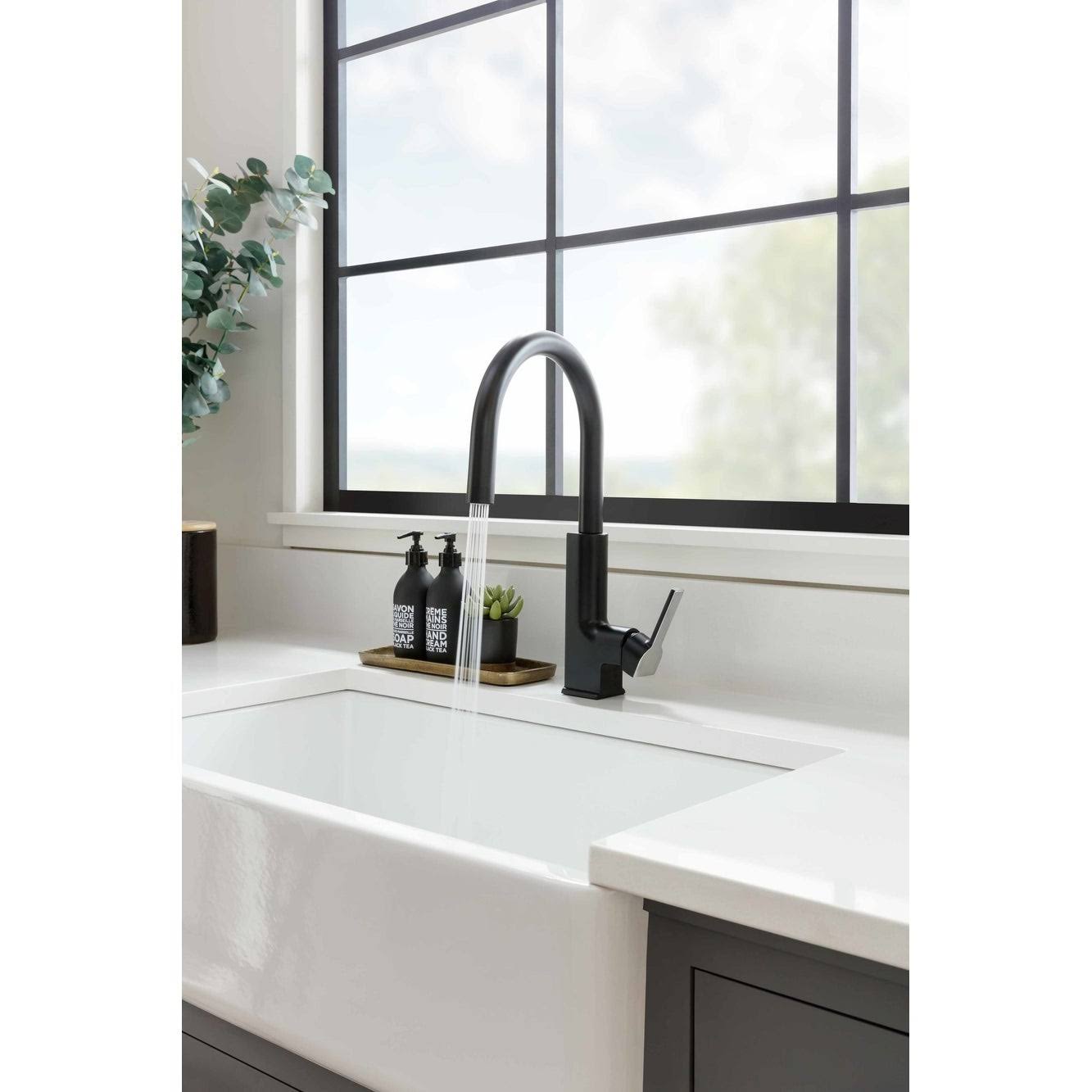 Moen S72308 Sto 1.5 GPM Single Hole Pull Down Kitchen Faucet with - Matte Black / Chrome