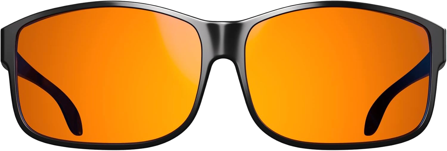 Swanwick Fitover Night Swannies - 99% Premium Blue Light Blocking Glasses, Anti Glare Anti-Fatigue & Eyestrain for Screens (Regular, Black)