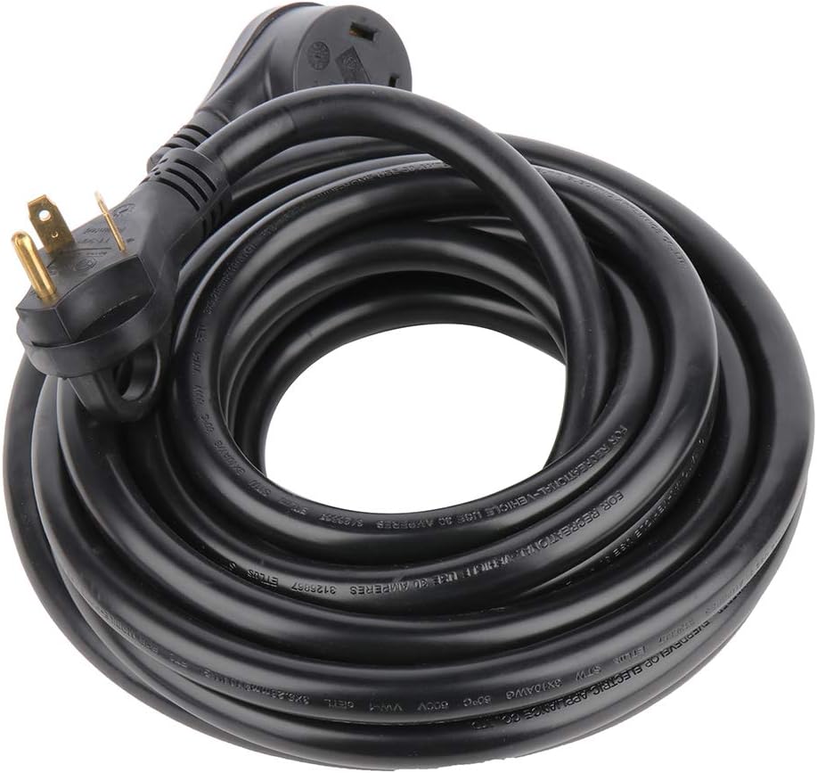SCITOO ETL Listed RV Cord 25Feet 30Amp RV Extension Cord Power Supply Cable, for Trailer Motorhome Camper with Handle Black, Heavy Duty Extension Cords, 6AWG3C + 8AWG1C
