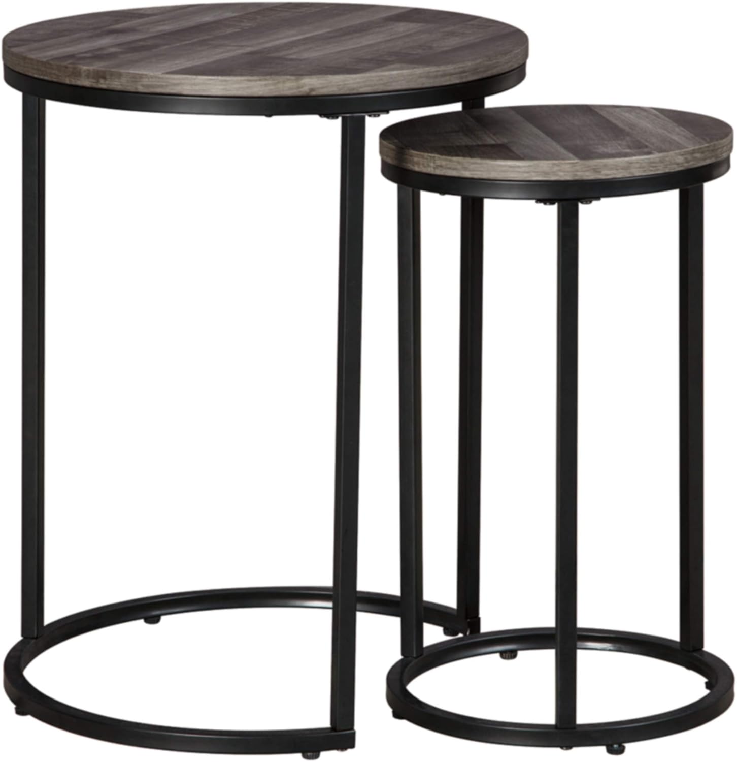 Signature Design by Ashley Crossport Modern 2 Piece Marble Accent Table Set, Gray & White
