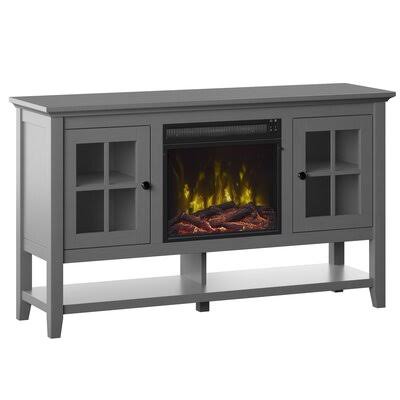 Alannah TV Stand for TVs Up to 60x22 with Fireplace Included Sand u0026 Stable Color: Antique Gray