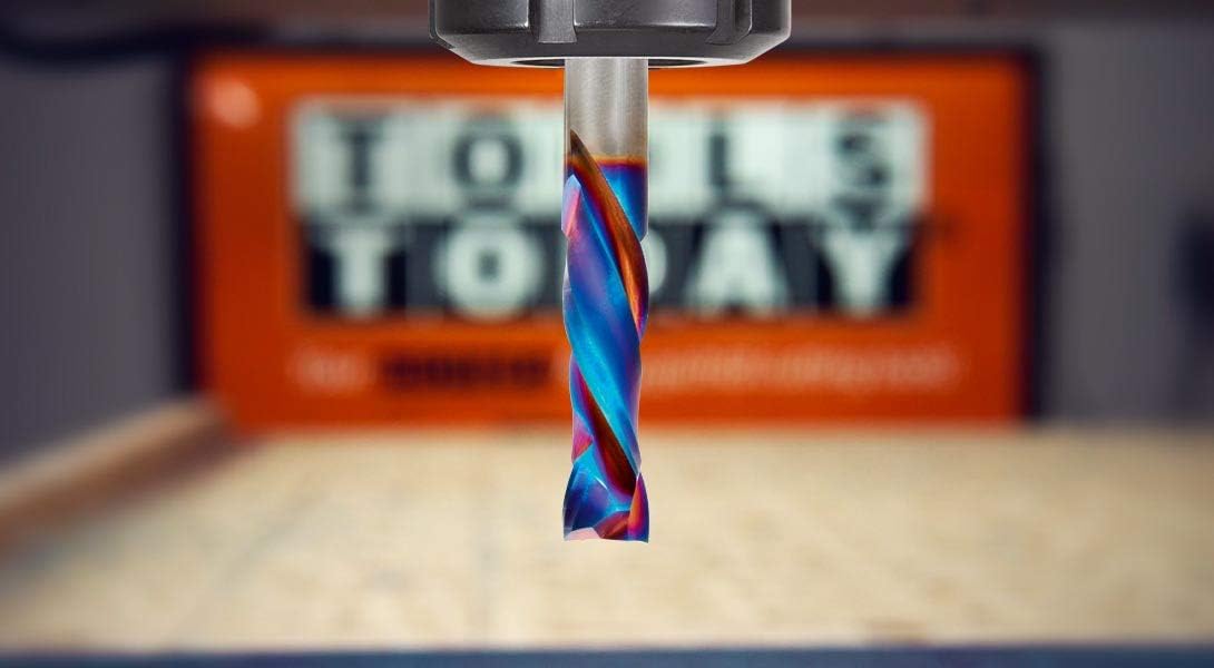 Amana Tool 46177-K CNC SC Spektra Extreme Tool Life Coated Compression Spiral 1/4 D x 1-1/4 CH x 1/4 SHK x 3 Inch Long 2 Flute Router Bit Pack of 2