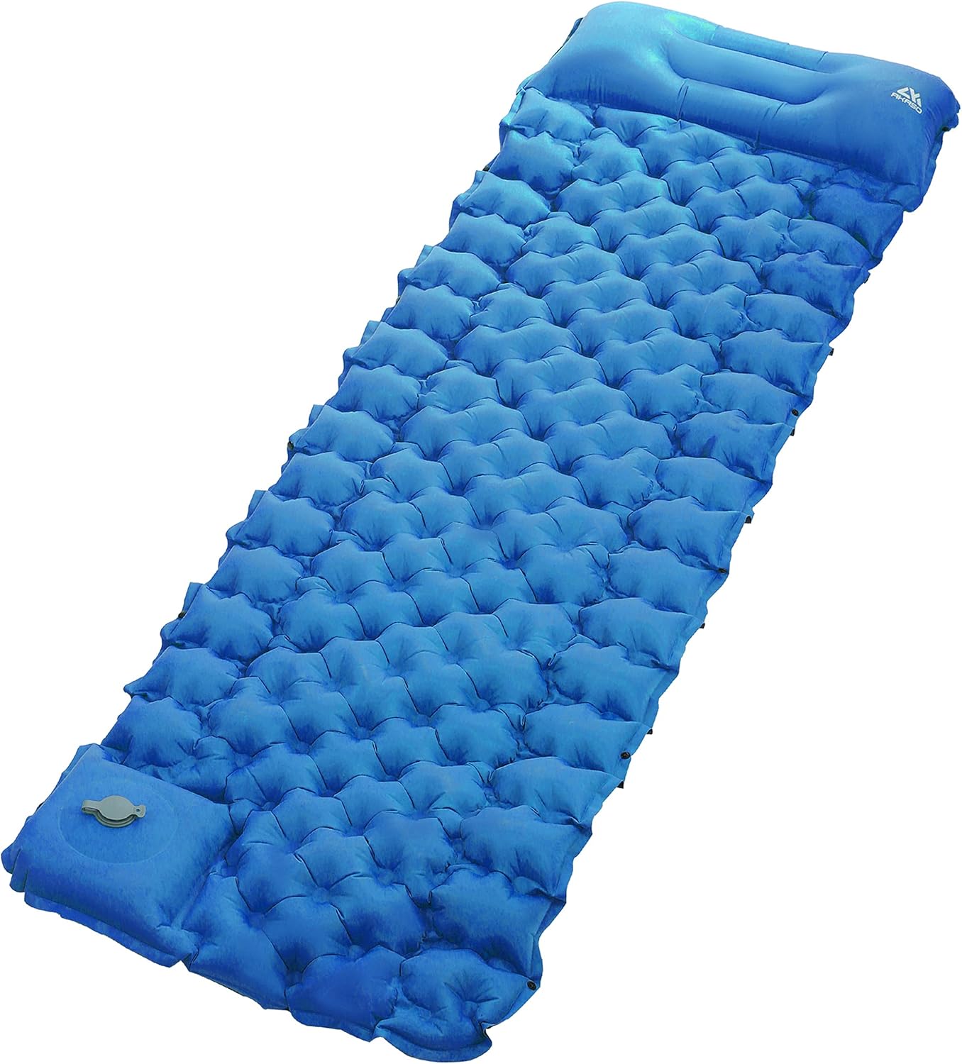 AKASO Camping Sleeping Pad, Built-in Foot Pump Inflatable Sleeping Mat with Pillow, Compact Ultralight Waterproof Camping Air Mattress for Backpacking Hiking Tent-Blue