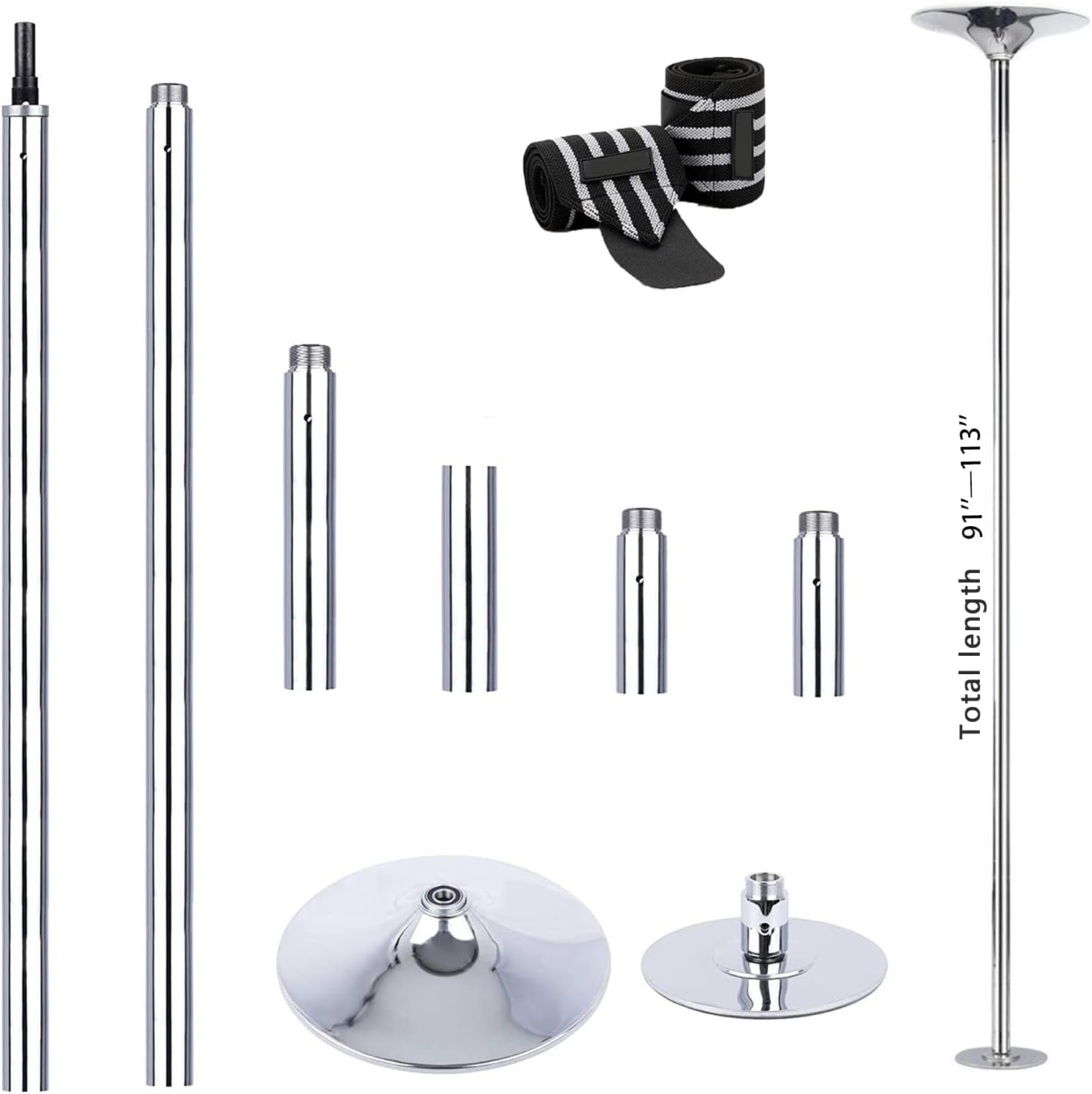 9.4FT Professional Dancing Pole, Portable Dance Pole Height Adjustable Removable Dancer Beginner Kit for Fitness Exercise Dance Home Pub Party Gym (Free Wrist Brace)